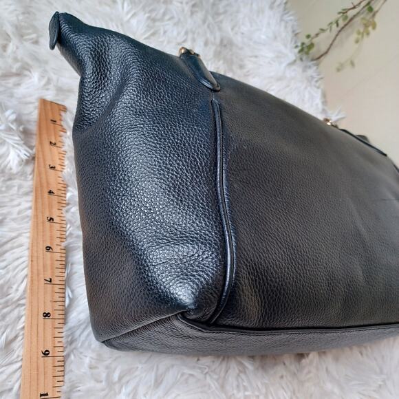 Coach Ava Chain Tote Black Pebbled Leather Large Purse Gold - Picture 9 of 12